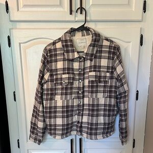 Lucky Brand Medium Plaid Jacket in Black and Cream